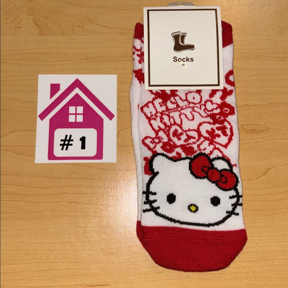 🌸.  #1491-77.  Kitty Ankle Socks – Cute Kawaii Black/Pink, Women’s One Size